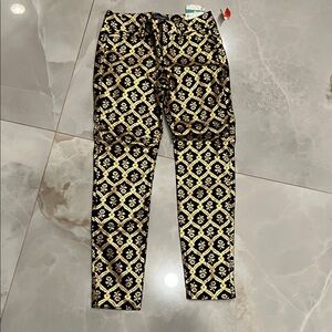 Old Navy Black and Gold Floral Pants